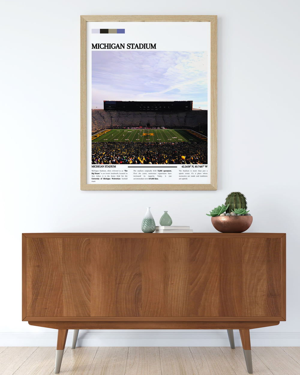 Michigan Stadium print capturing the energy of a game day with the Michigan Wolverines a versatile piece ideal for any room from dorms to living rooms and as a housewarming gift