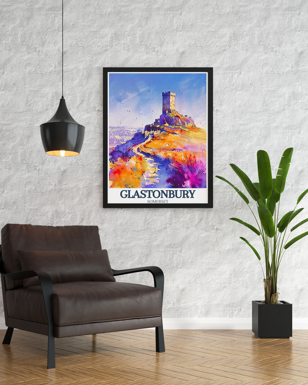 Exquisite Glastonbury Tor artwork capturing St. Michaels tower and Somerset levels a must have for lovers of UK art and those looking for distinctive Glastonbury gifts perfect for enhancing any home decor with beautiful England wall art.