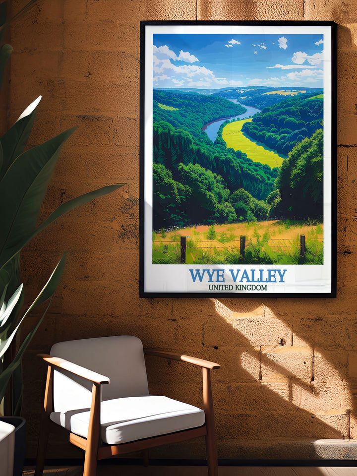 Retro railway poster style Symonds Yat Rock print showcasing the scenic views of Ross on Wye. A timeless addition to your nature wall art and decor collection.