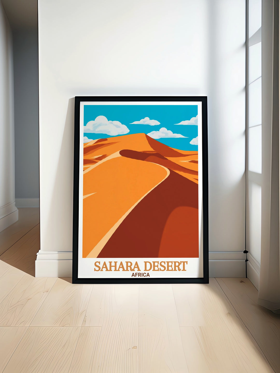 Erg Chebbi Dune Modern Prints showcasing the stunning beauty of the Sahara Desert perfect for Africa Wall Art and Sahara Desert Decor adding elegance to any living room or office