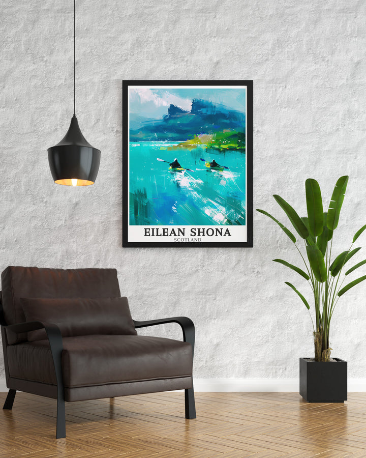 Eilean Shona Travel Posters. Featuring the scenic beauty of Eilean Shona in the Inner Hebrides and the tranquil Loch Moidart, these travel posters are perfect for adding a touch of Scottish charm to your home decor. Ideal for nature enthusiasts and art lovers.