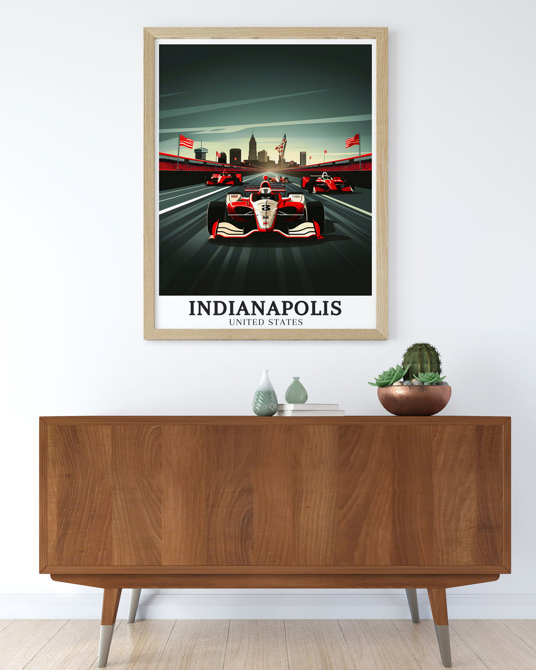 Indianapolis Motor Speedway Posters. Featuring the thrilling views of the Indianapolis Motor Speedway and skyline, these posters are perfect for adding a touch of Indiana decor to any space. Enjoy the dynamic beauty of Indianapolis in your home.