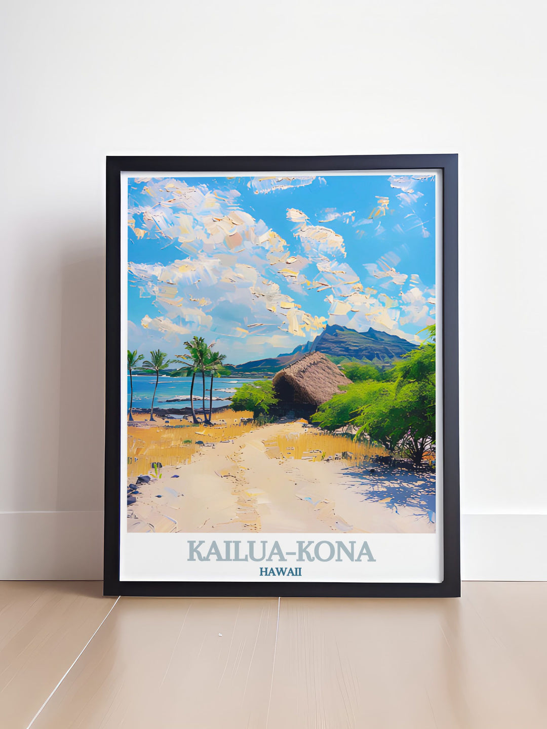 Detailed illustration of Kaloko Honokohau National Historical Park, highlighting its ancient fishponds and archaeological sites. The fine line art emphasizes the cultural significance and natural beauty of this Hawaiian landmark.