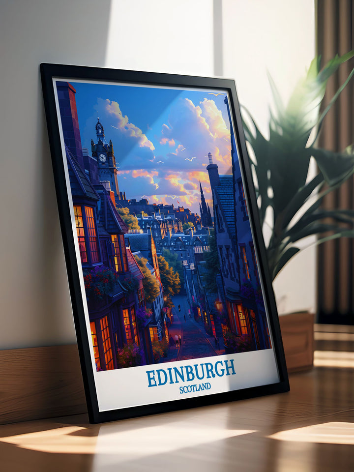 Vintage poster of Edinburghs Royal Mile, reflecting the unique character and historical depth of this iconic street.