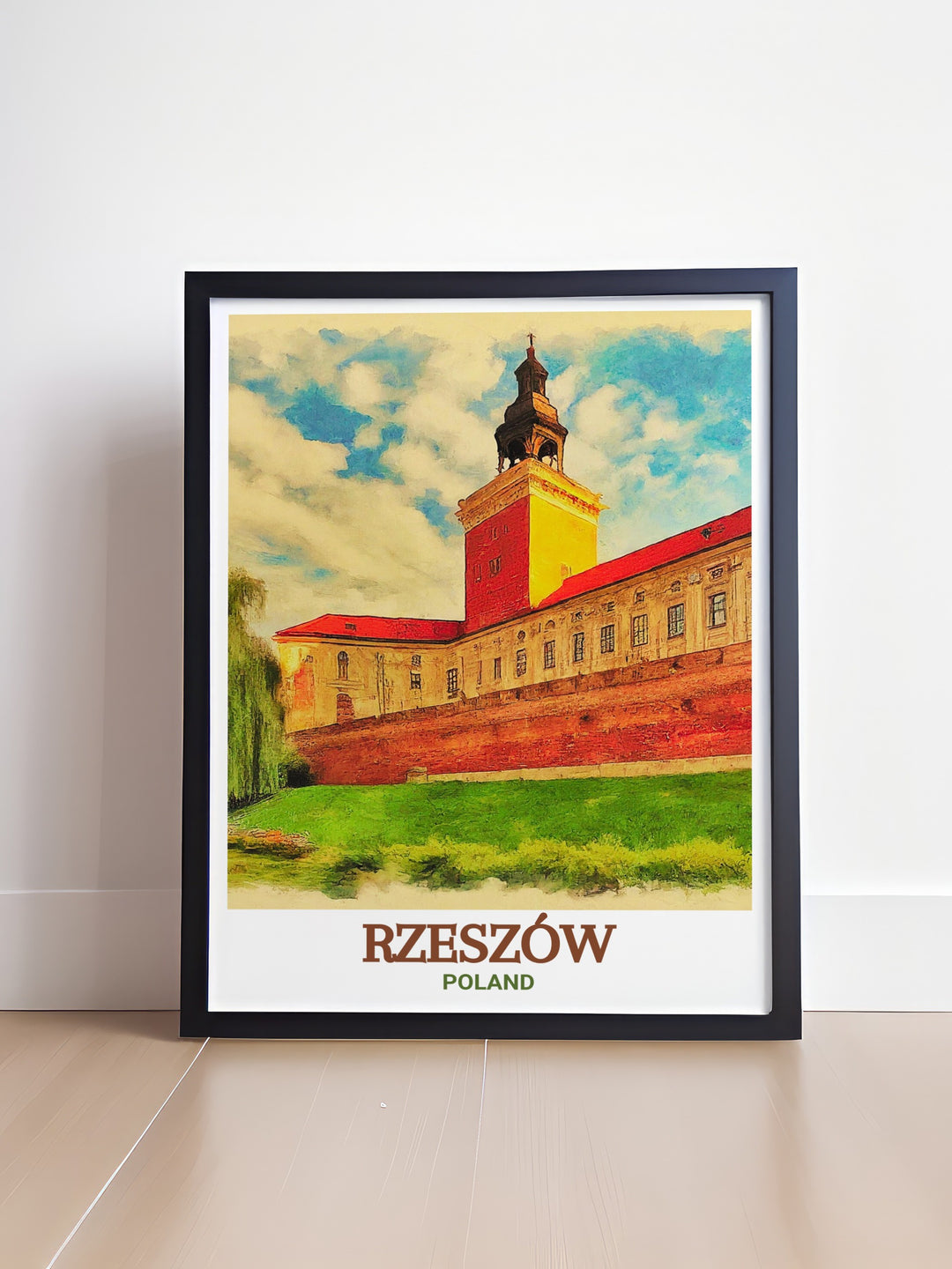 Elevate your living room decor with this stunning Rzeszow Castle print a beautiful piece of Poland wall art that captures the intricate details of the historic castle making it an ideal centerpiece for any room.