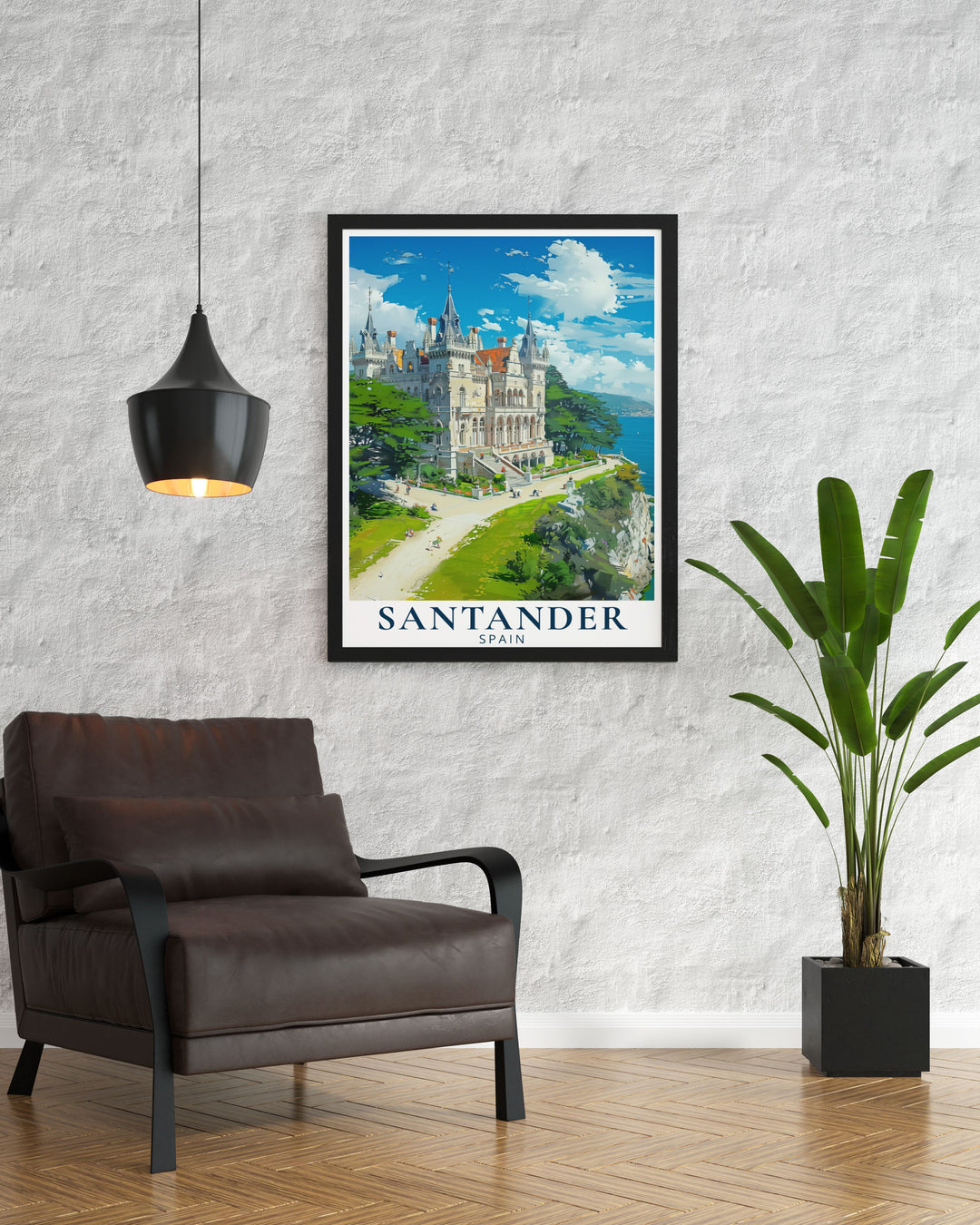 Palacio de la Magdalena artwork from Santander Spain offers a stunning visual of one of Spains most iconic landmarks creating a timeless piece of wall decor that brings elegance and Spanish heritage into any room or space in your home.