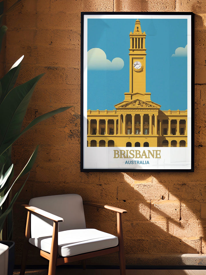 Stunning Brisbane City Hall and Clock Tower Artwork is an excellent choice for those looking to add a touch of Australian heritage to their walls. This Brisbane wall decor is both a conversation starter and a beautiful way to commemorate your experiences in Brisbane