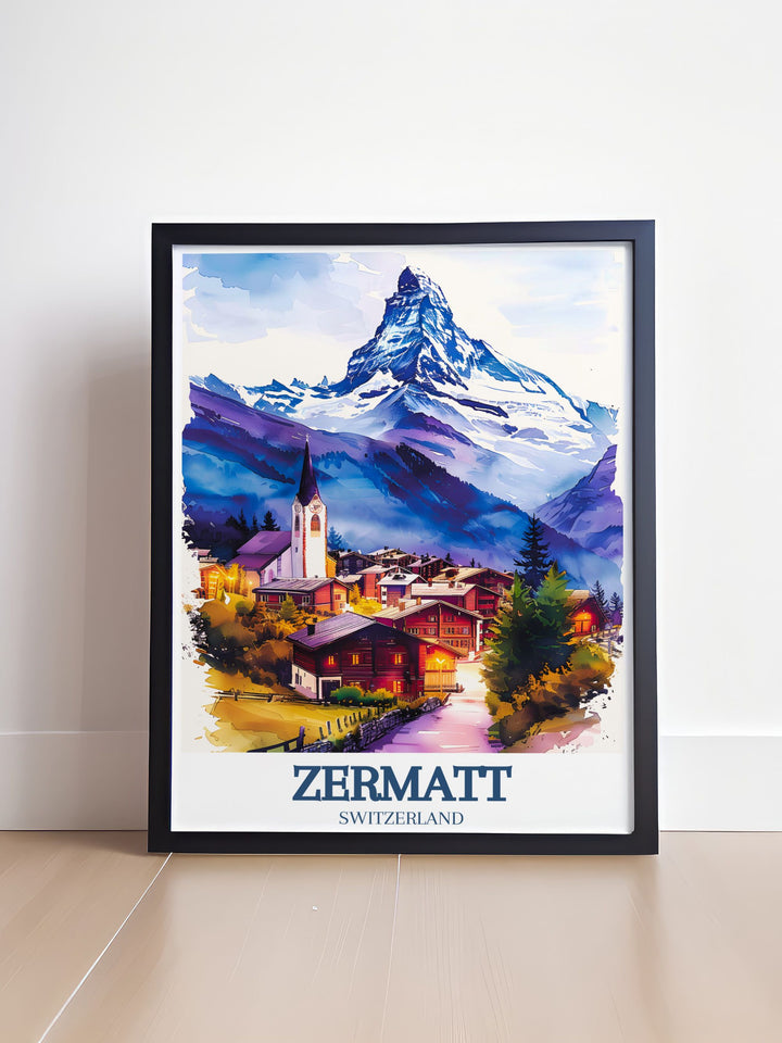 Zermatt Village St. Mauritius Church Matterhorn Modern Decor offering a blend of elegance and adventure perfect for any room