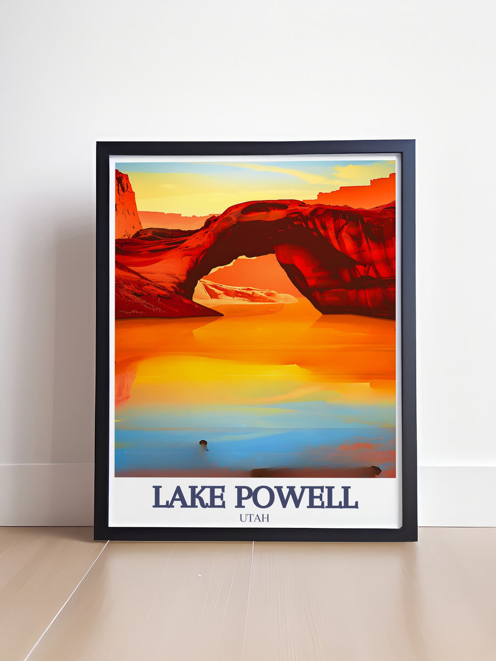 This Lake Powell travel print captures the breathtaking beauty of Rainbow Bridge and the majestic landscapes of Glen Canyon, making it the perfect addition to any home. The vibrant colors and stunning details bring the awe inspiring natural wonders of Lake Powell right to your wall.