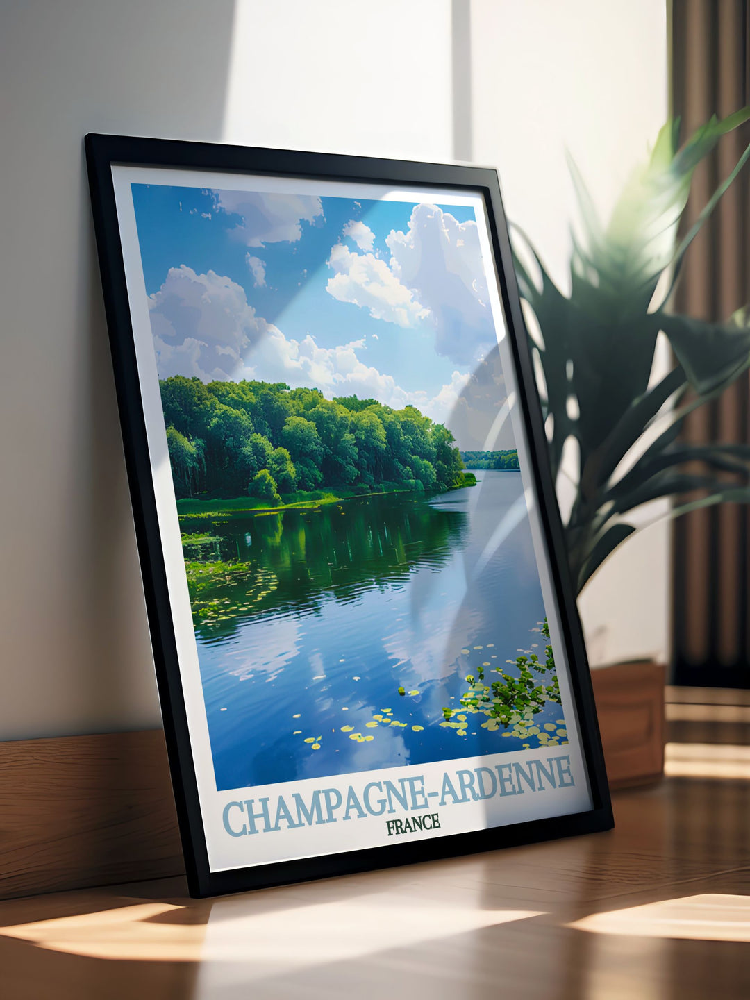 Vintage Parc Naturel Regional de la Foret d Orient poster showcasing the serene beauty of Champagne Ardenne. Perfect for wall art or gifts, this France travel print brings the tranquil landscapes of Parc Naturel Regional de la Foret d'Orient into your home decor with exquisite detail.