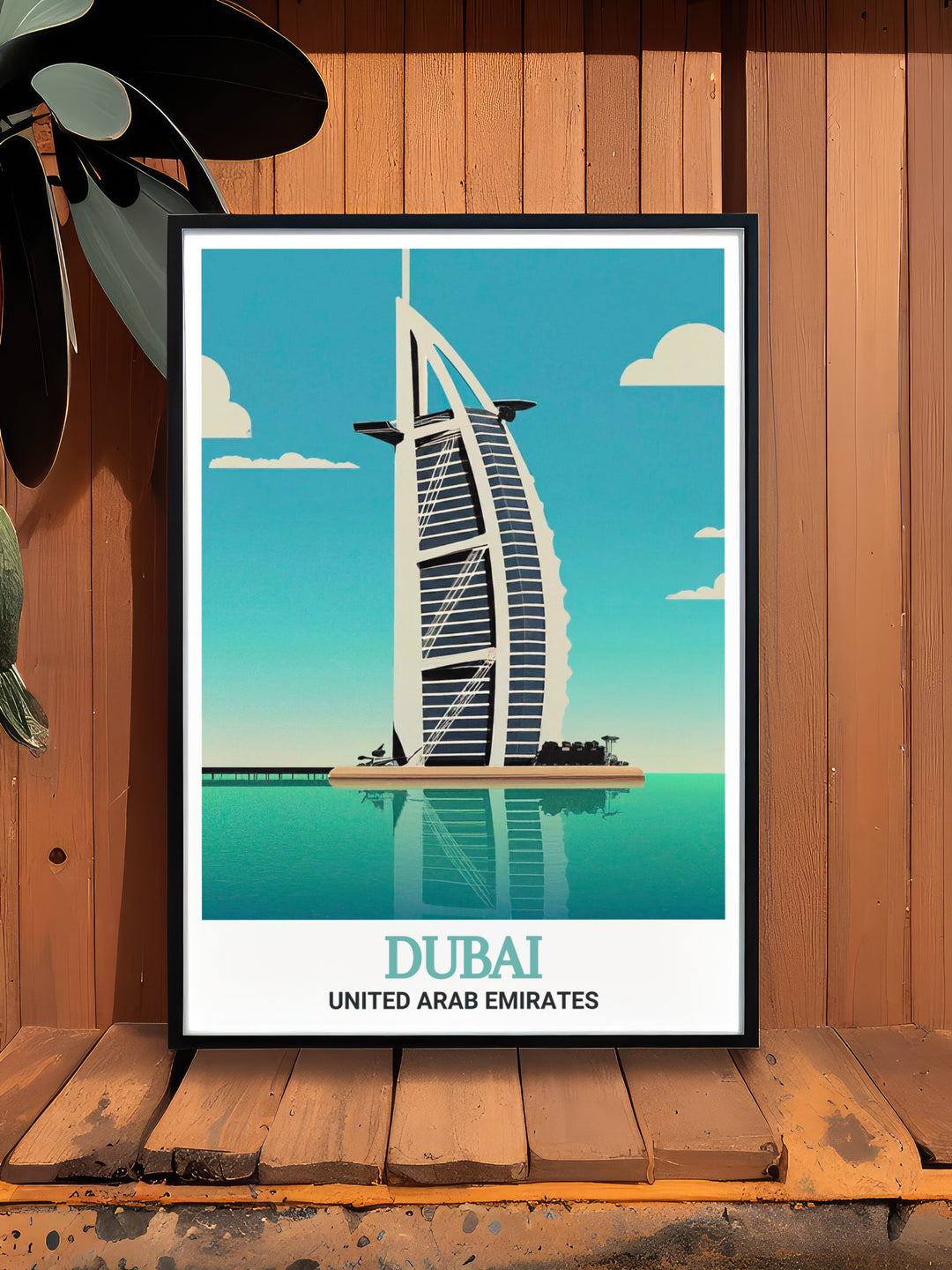 Elegant Dubai street map art print with the Burj Al Arab highlighting the blend of tradition and innovation in one of the worlds most vibrant cities perfect for home office or living room decor