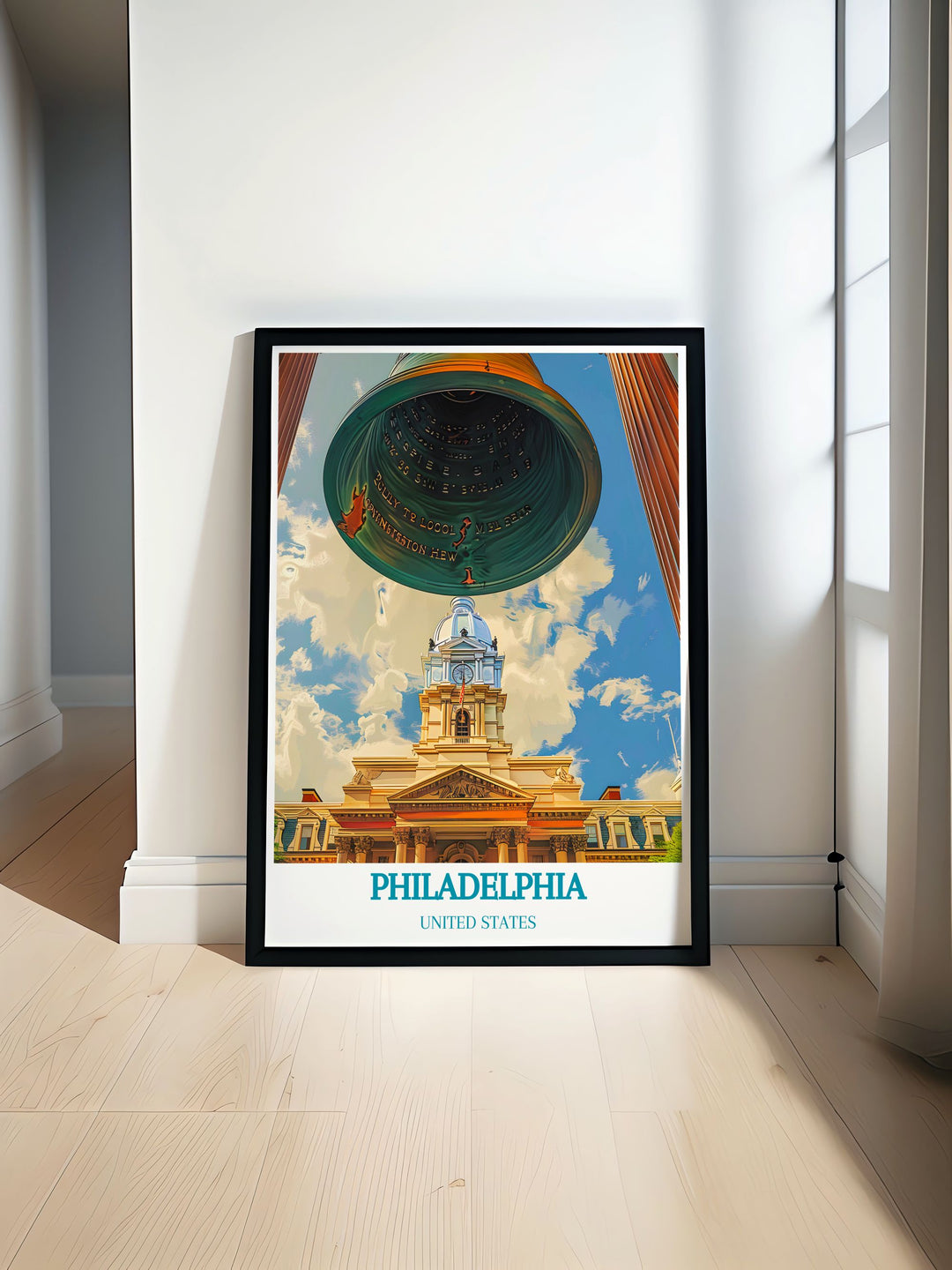 Reveal the cultural significance of the Liberty Bell with this travel poster, highlighting its importance in American history and its iconic status in Philadelphia.