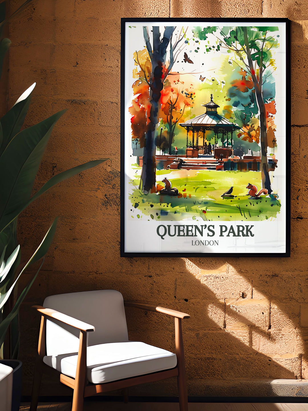 Elegant framed print of Queens Park Bandstand capturing the essence of Queens Park London and its rich history a stunning addition to any home decor