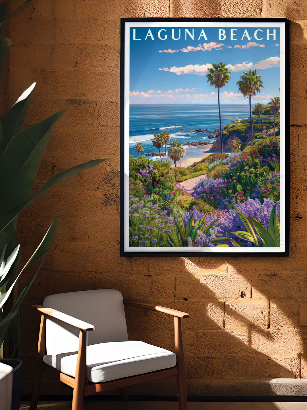 Elegant Heisler Park Framed Prints for Laguna Beach Decor offers a modern touch to any room enhancing the ambiance with its vibrant colors and detailed design.