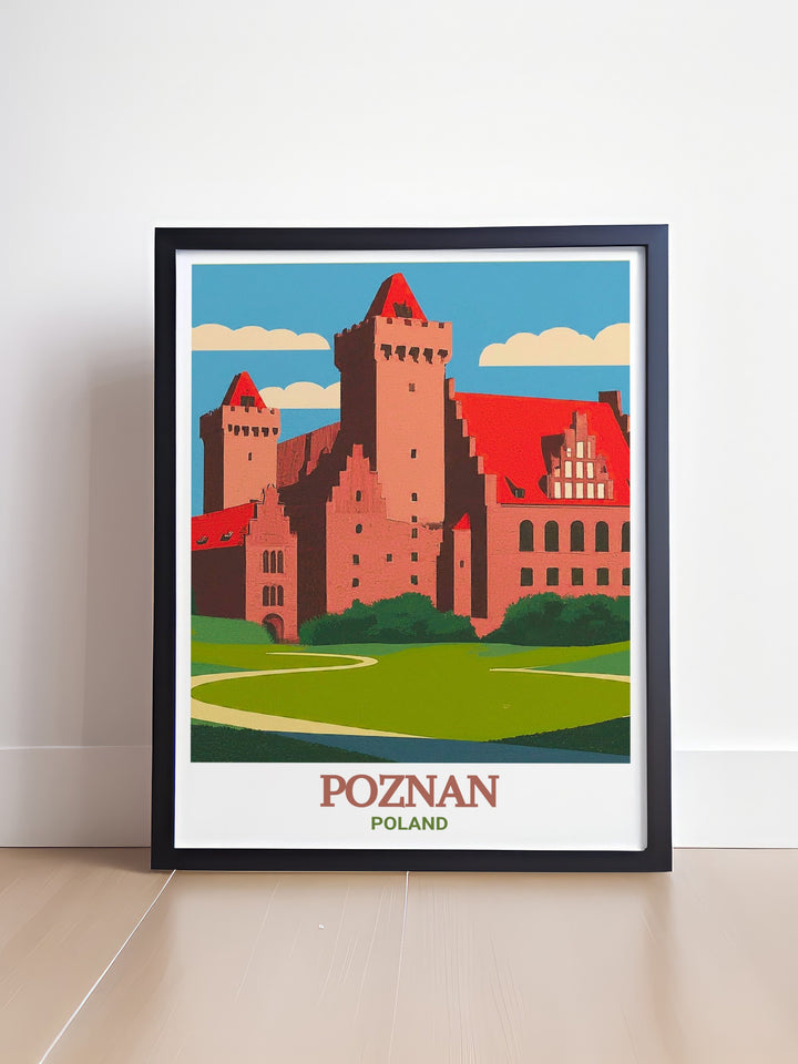 Imperial Castle elegant home decor brings the charm of Poznan into your living space ideal for travel enthusiasts and art lovers looking for a Polish travel print that captures the essence of this historic landmark.