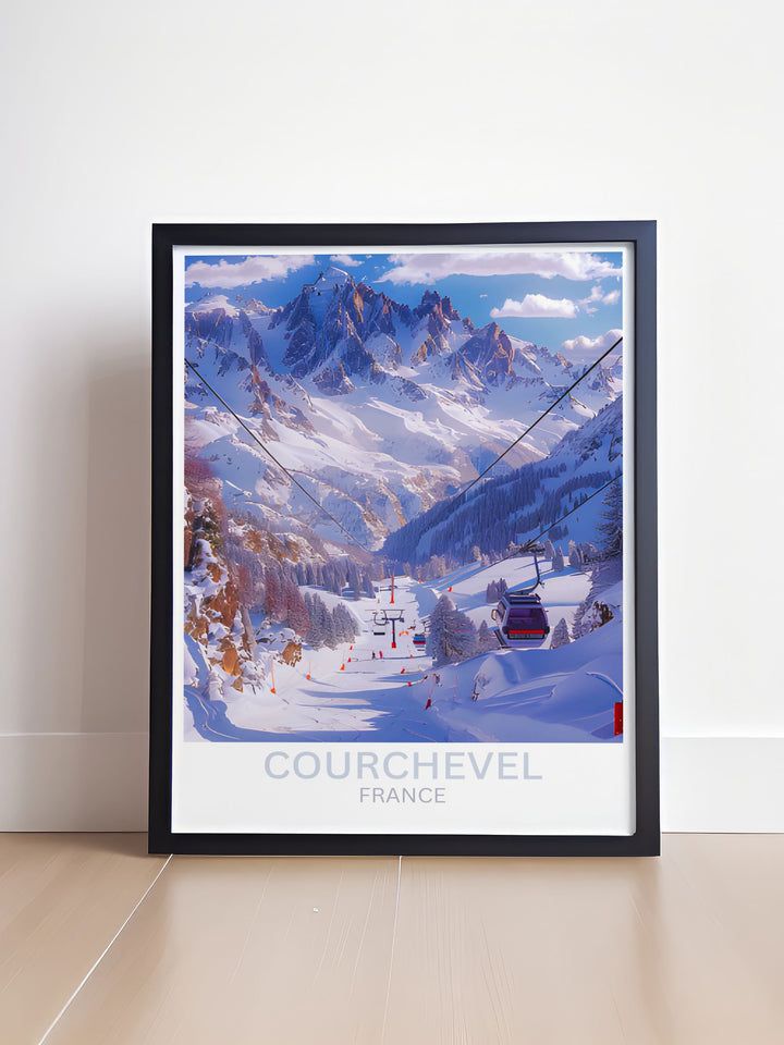 Courchevel poster and ski slopes modern decor showcasing the beauty and elegance of alpine landscapes ideal for stylish home decor