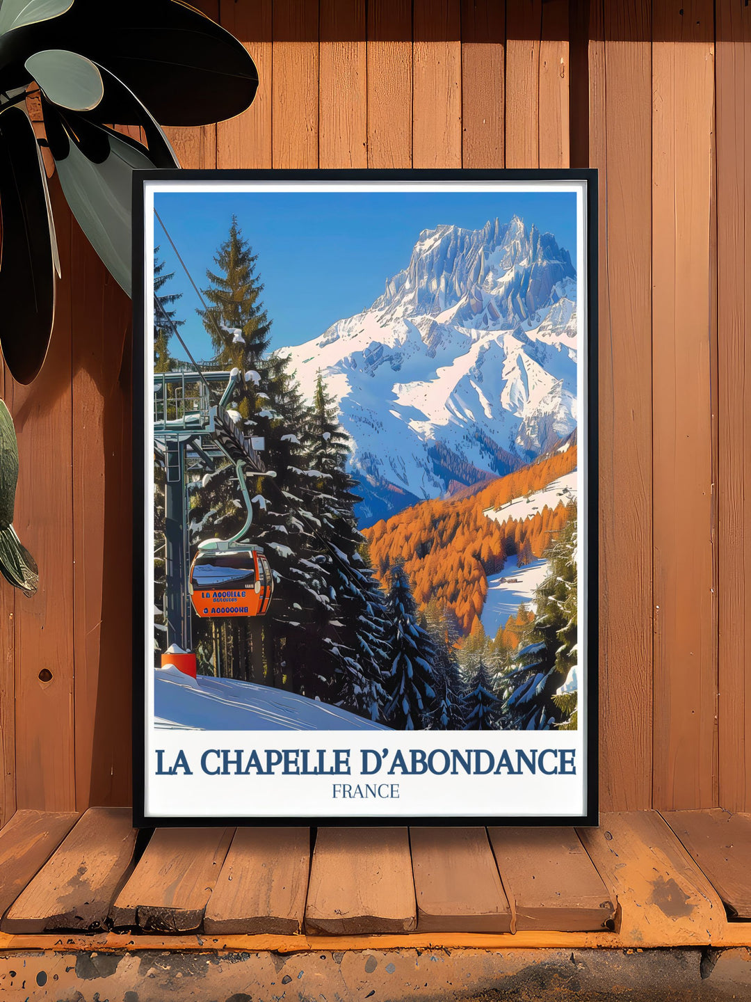 Stunning Retro Ski Poster of La Chapelle France featuring Dents du midi and Val d Abondance perfect for those who appreciate vintage skiing wall art and alpine beauty