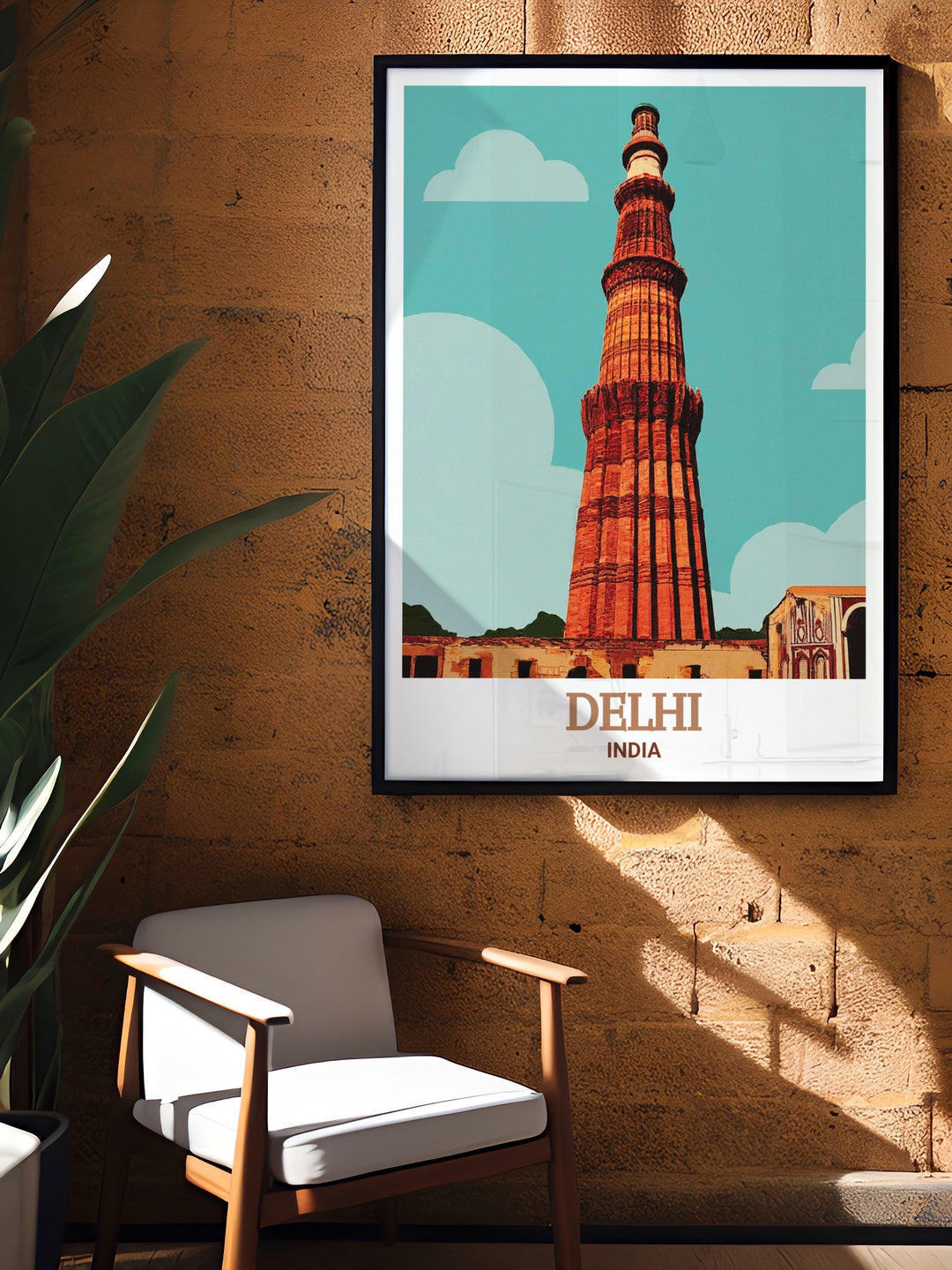 Elegant Delhi wall art featuring Qutub Minar captures the historical significance of India ideal for traveler gifts and home decor