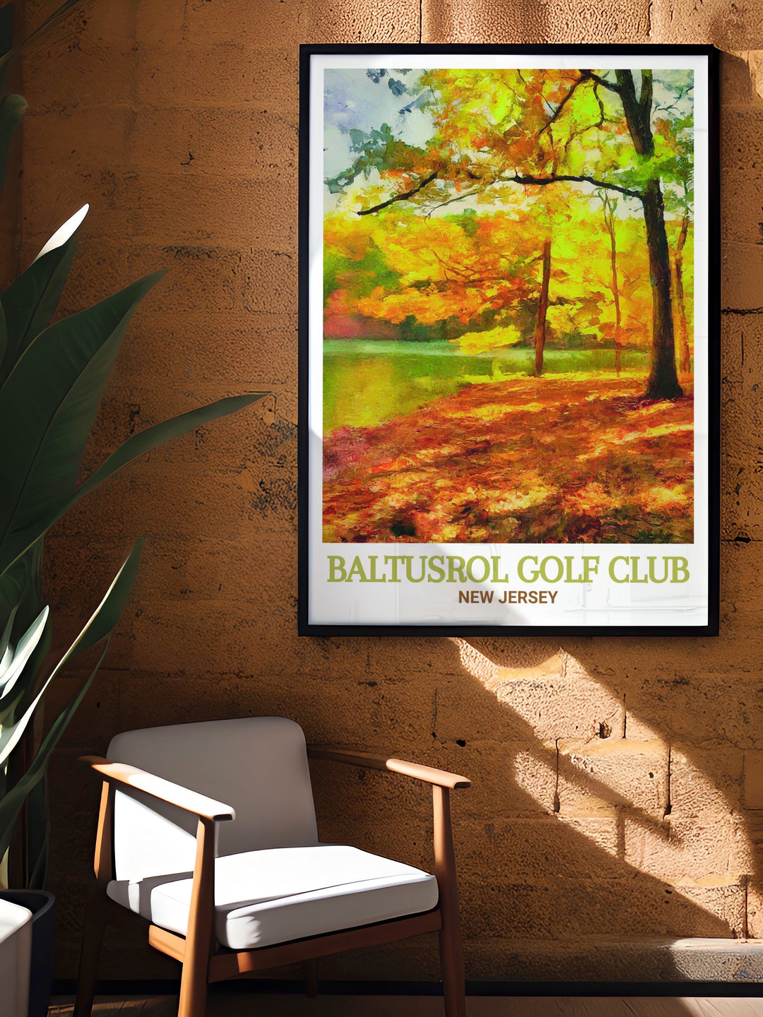 Baltusrol Golf Club Wall Print featuring a detailed depiction of the courses Lower and Upper championship courses, alongside the scenic views of Watchung Reservation. This golf artwork is a perfect gift for any golfer or nature lover, showcasing the beauty and tradition of these landmarks.