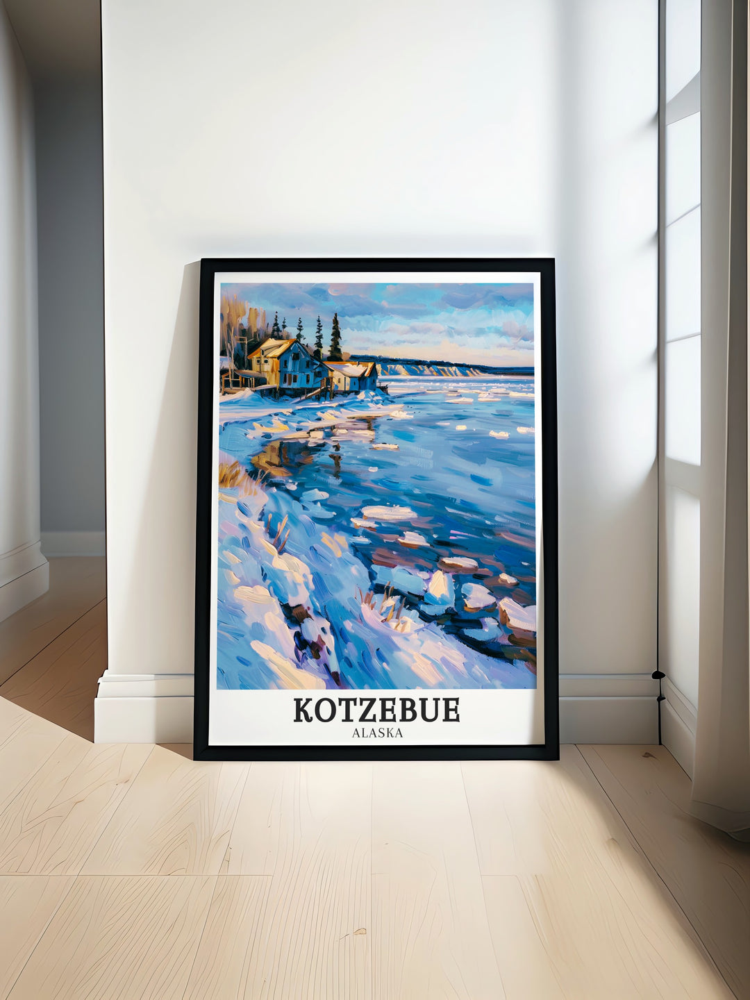 Wall art capturing the powerful beauty of the Bering Sea with its expansive waters and icy shoreline reflecting the wild and untamed nature of Alaskas northernmost regions a perfect piece for those who appreciate the raw forces of nature and the serene Arctic environment