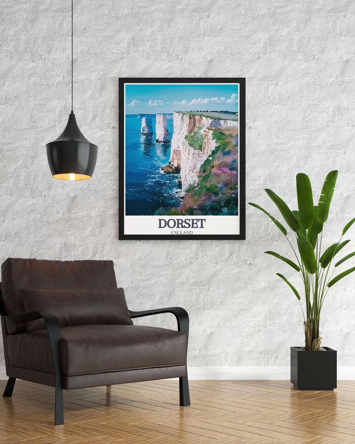 This art print of the Jurassic Coast showcases the breathtaking views and geological wonders, making it a standout piece for any decor.