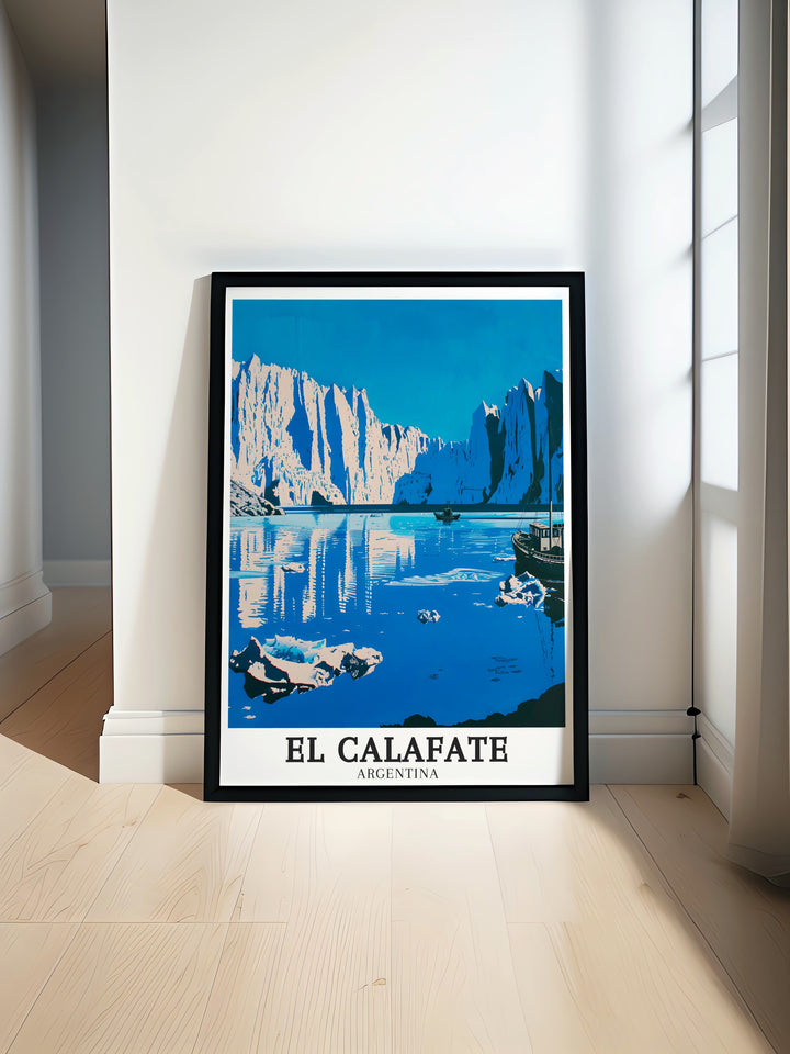 Bring a piece of Argentina home with this canvas print of El Calafate and the Perito Moreno Glacier. The vibrant colors and sharp details make this artwork a must have for those who admire the scenic beauty of Patagonia. Perfect for wall decor, gifts, or personal art collections.