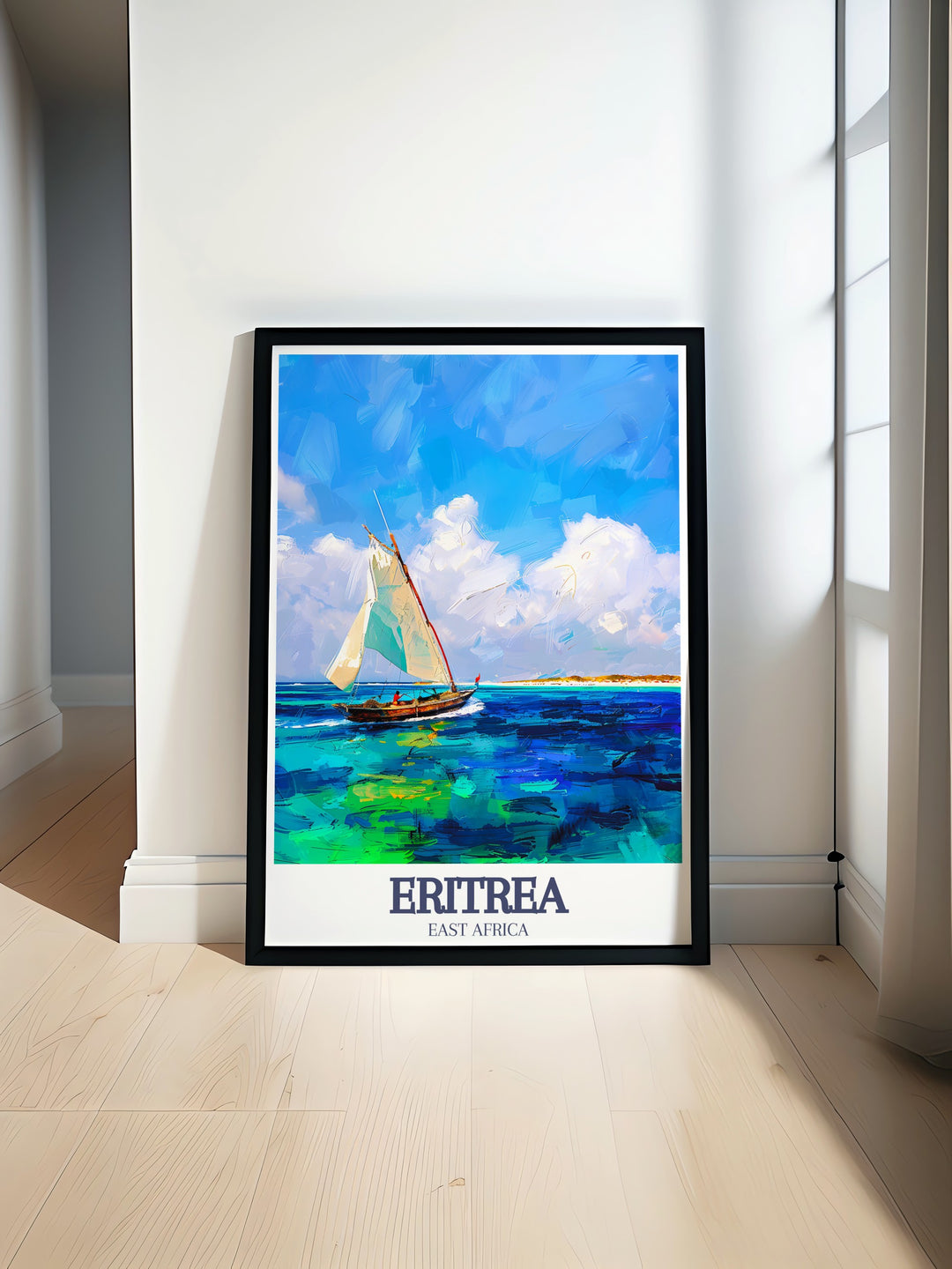 Personalized Eritrea Travel Print that captures the unique landscapes of Dahlak Island and the Red Sea, making it an ideal gift for travelers and art lovers.