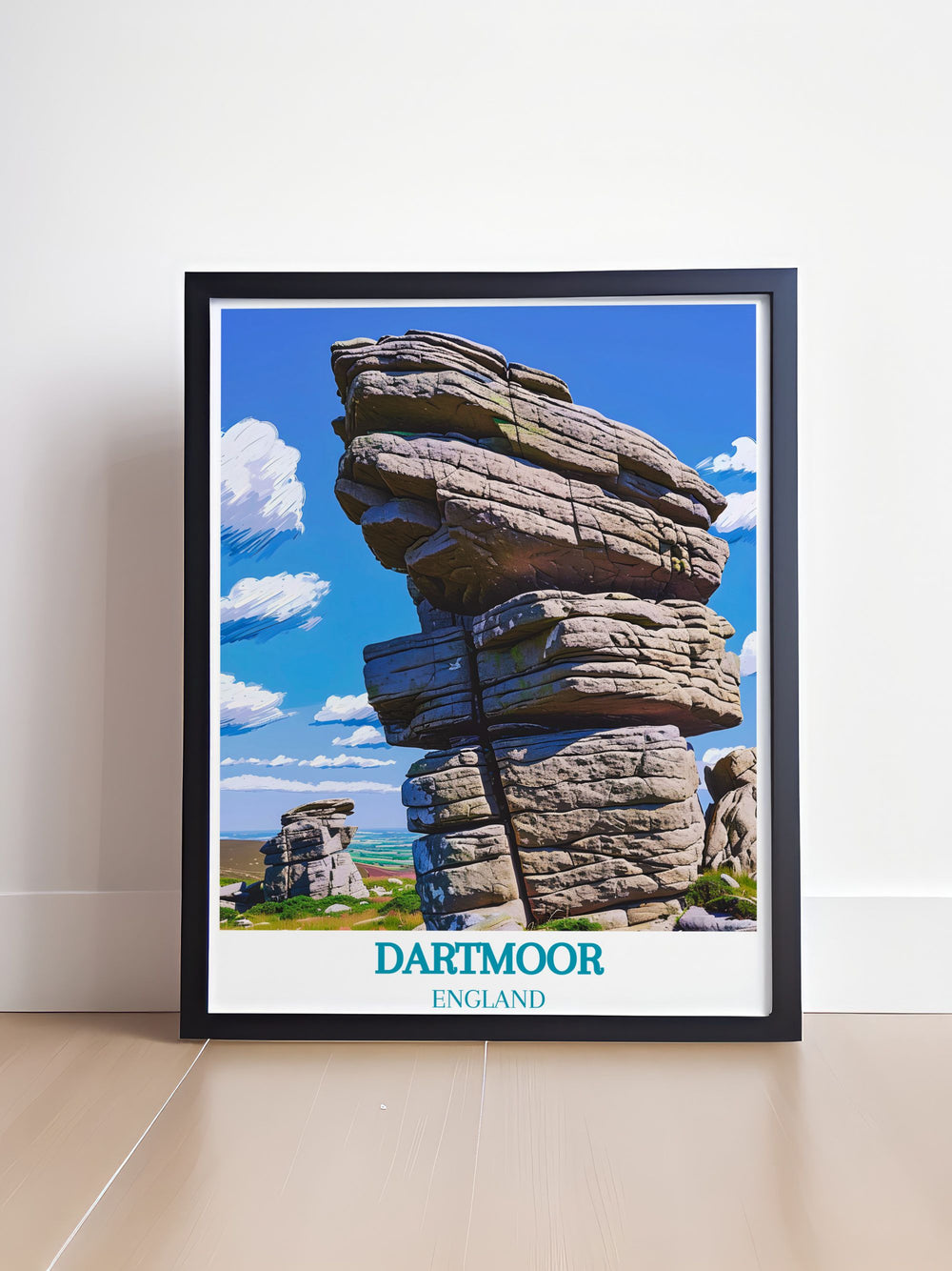 Custom print featuring unique perspectives of Dartmoors tors, showcasing the dramatic landscapes and timeless beauty of Devons countryside.