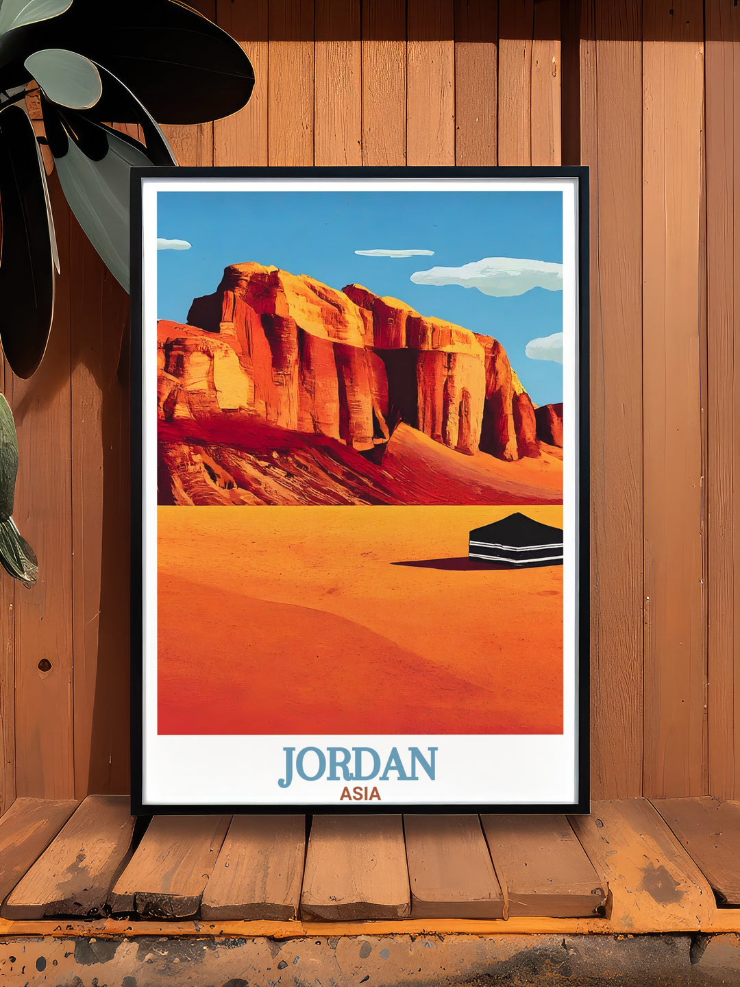 This travel print of Jordans Wadi Rum and Amman offers a stunning visual journey through two of the countrys most famous landmarks. Perfect for anyone who loves travel or Middle Eastern culture, this poster brings a touch of Jordan into your home.