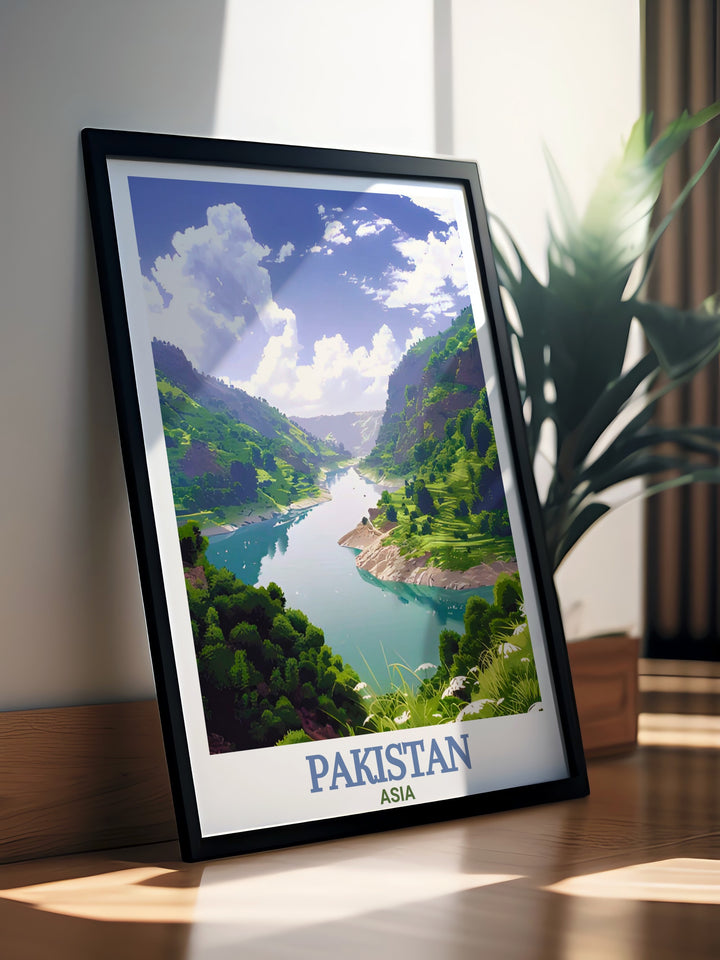 Vintage Lahore Poster and Jhelum River Art Print capturing the timeless charm and elegance of these iconic locations perfect for adding a touch of history and nature to any space