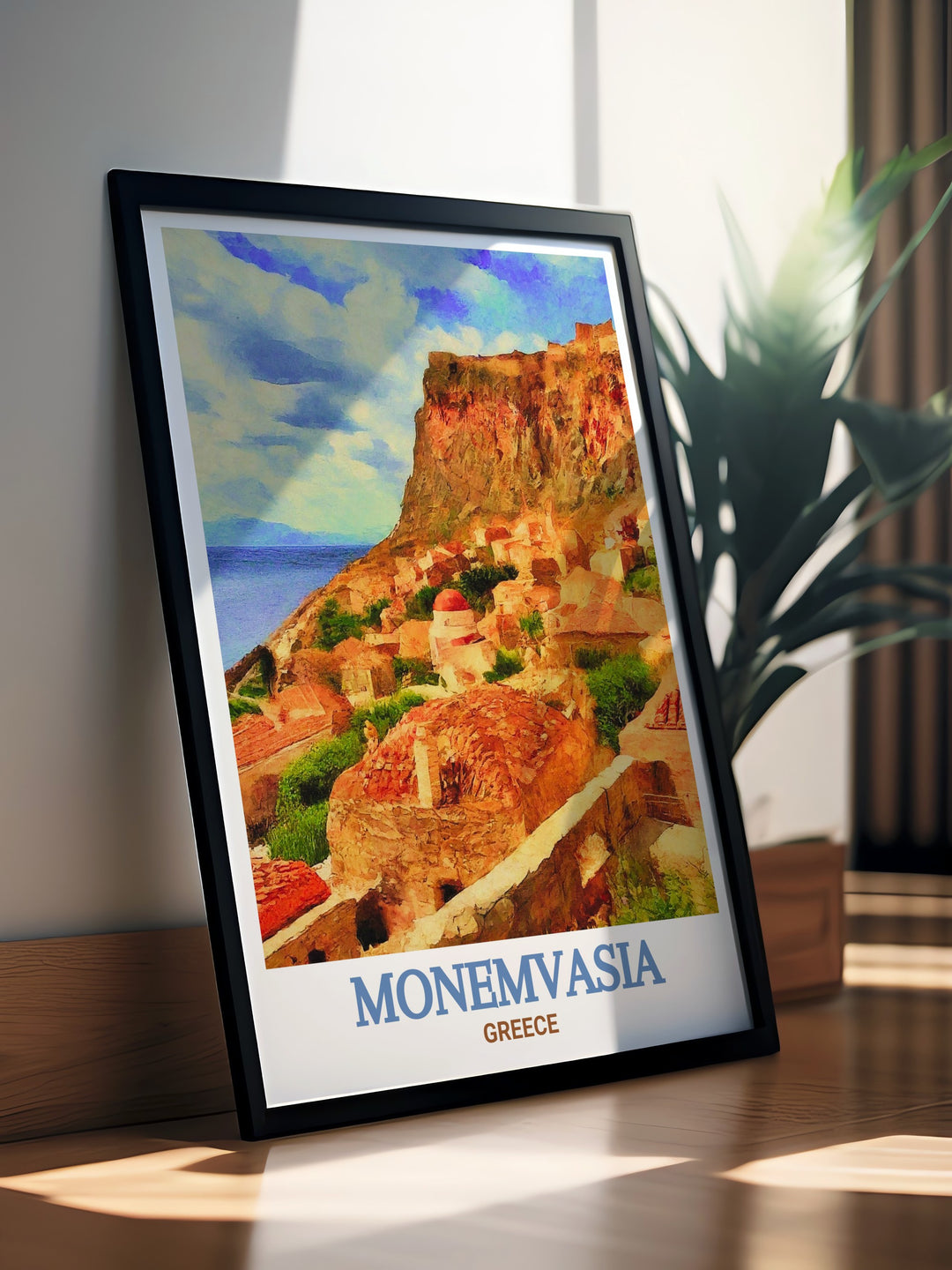 Lower Town Monemvasia Art Print focusing on the architectural splendor of this medieval town, reflecting its historical significance. This print is perfect for adding a touch of history and artistic beauty to any decor.