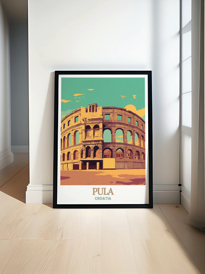 This stunning depiction of the Pula Arena brings the grandeur of ancient Rome into your home. Perfect for history lovers and travelers, this print adds a touch of classical elegance to any space.