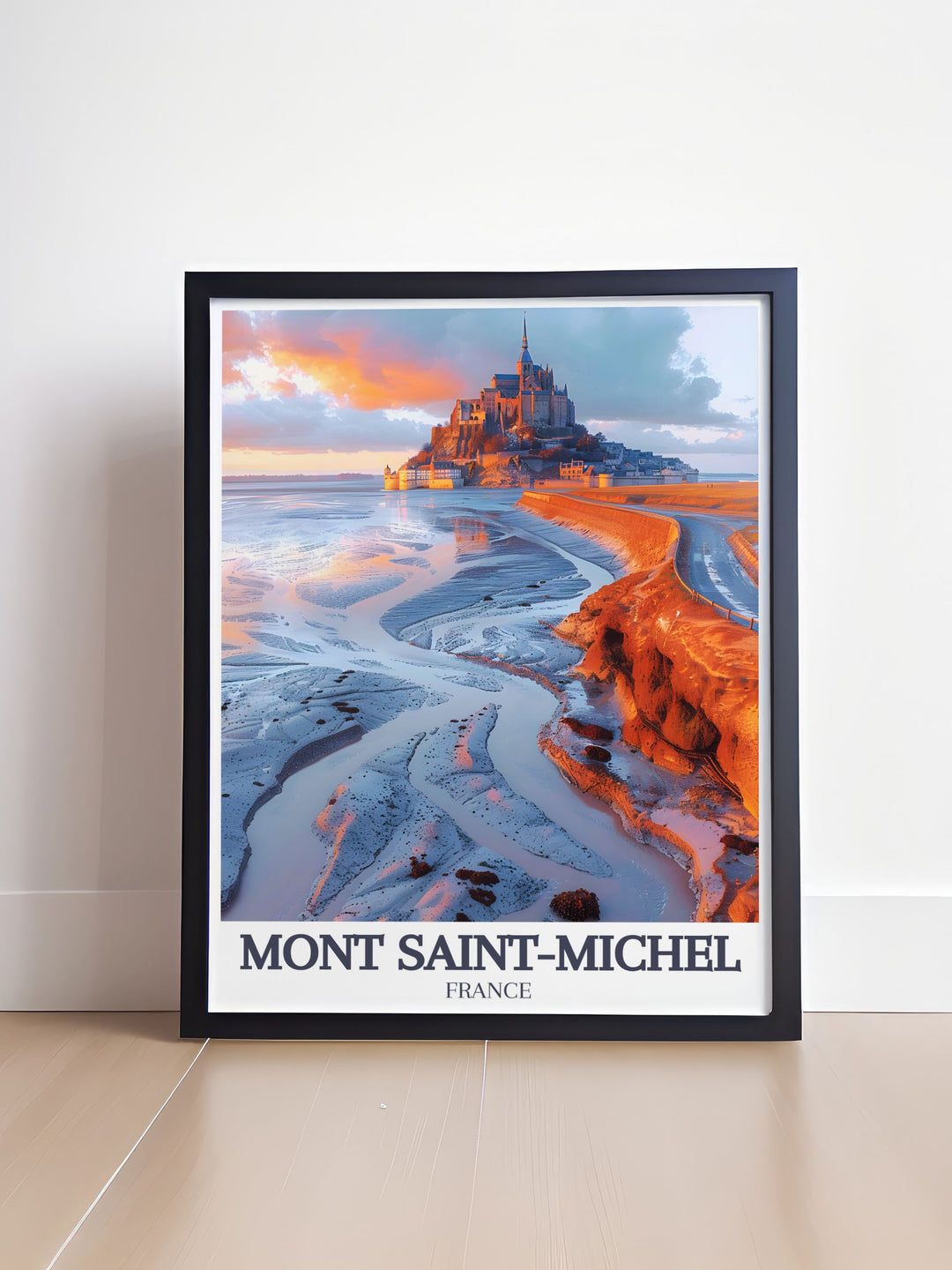 Mont Saint Michel France wall art depicting the breathtaking Normandy coastline The Causeway ideal for transforming your living space into a sophisticated and elegant haven.