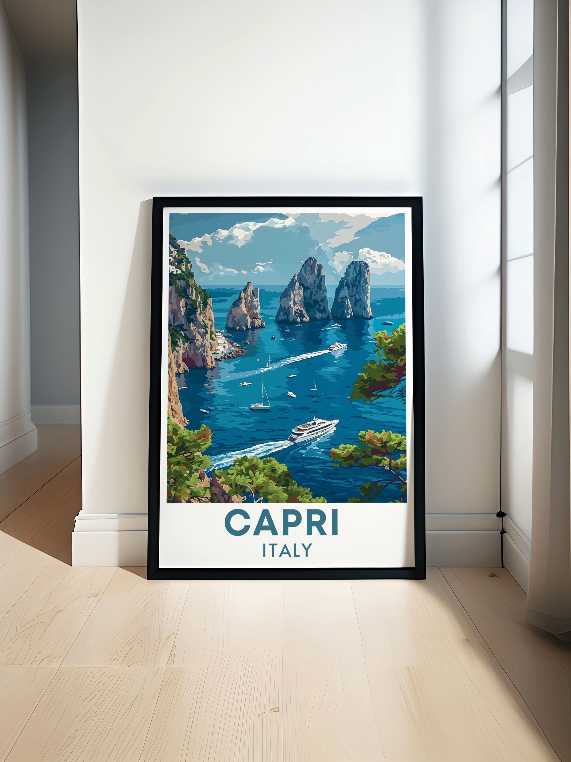 Capri Vintage Posters Faraglioni Rocks Custom Prints Italy Modern Wall ...