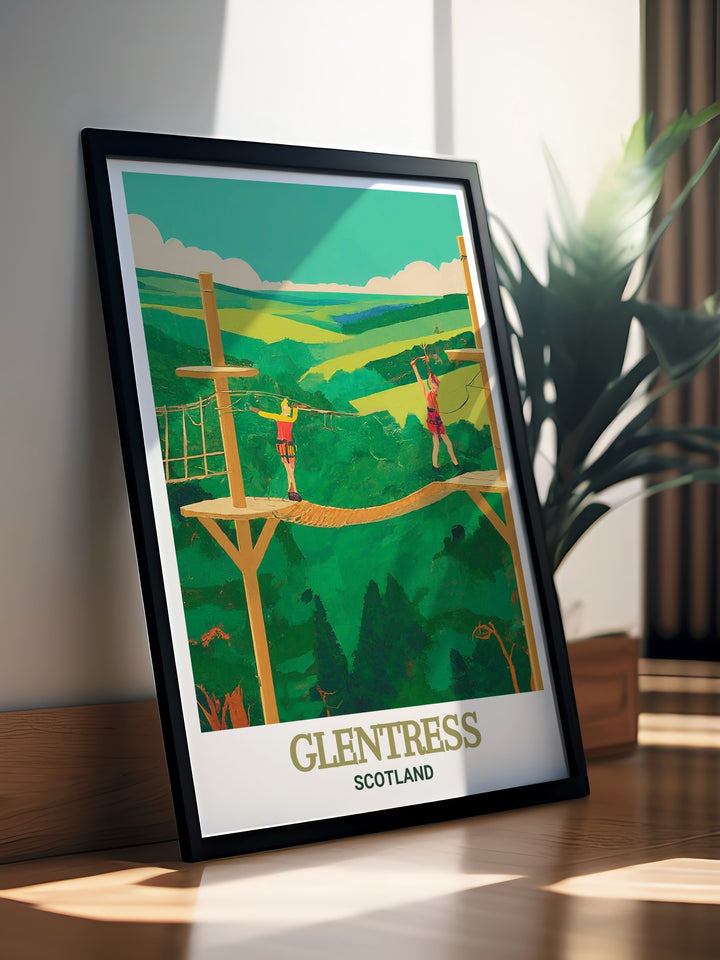 Cycling wall art featuring Go Ape Peebles and Glentress Scotlands famous 7stanes mountain biking trails this elegant framed print is a great way to add adventure to any room ideal for bikers and outdoor lovers looking for unique Scotland wall art