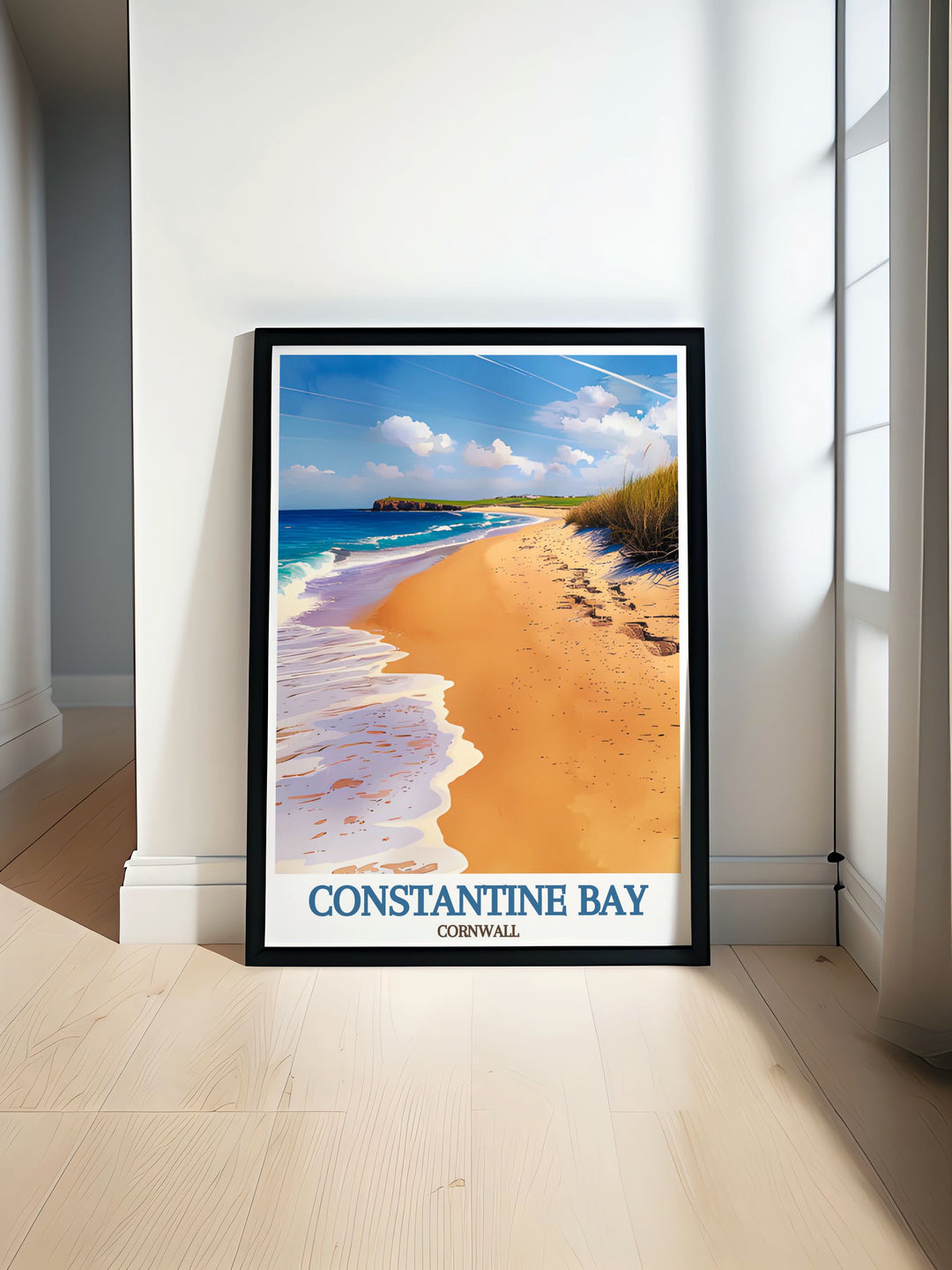 Relax and enjoy the peaceful ambiance of Constantine Bay Beach in Cornwall, England. The combination of golden sands, clear waters, and dramatic cliffs creates a perfect environment for leisurely walks, picnics, and scenic views.