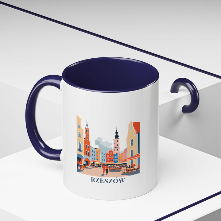 Bring the beauty of Rzeszów Poland to your daily routine with this stylish ceramic mug. Featuring detailed artwork of the city's scenic vistas and historic buildings, it is durable, dishwasher safe, and microwave friendly, perfect for coffee and tea lovers alike.