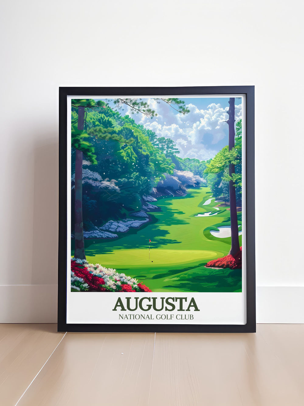 Augusta National travel poster print showcasing Magnolia Lane Amen Corner a great addition to any home decor or office space perfect for golf themed rooms and personalized gifts for golf lovers
