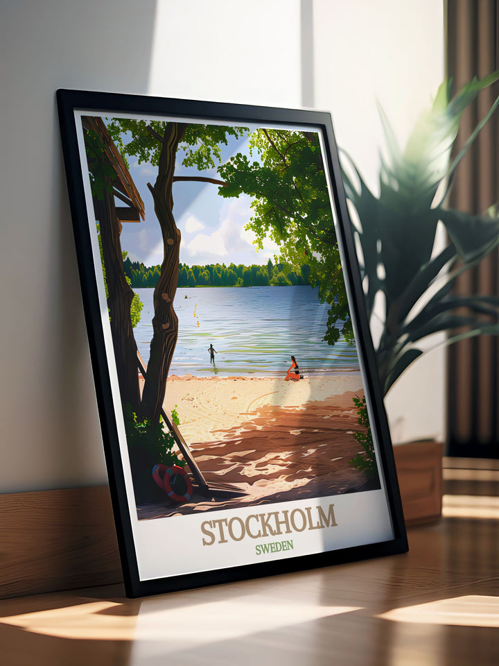 Smedsuddsbadet modern prints offer a sophisticated touch to any living space featuring fine line prints of Stockholms scenic views making it an ideal choice for stylish home decor and thoughtful gifts for art lovers