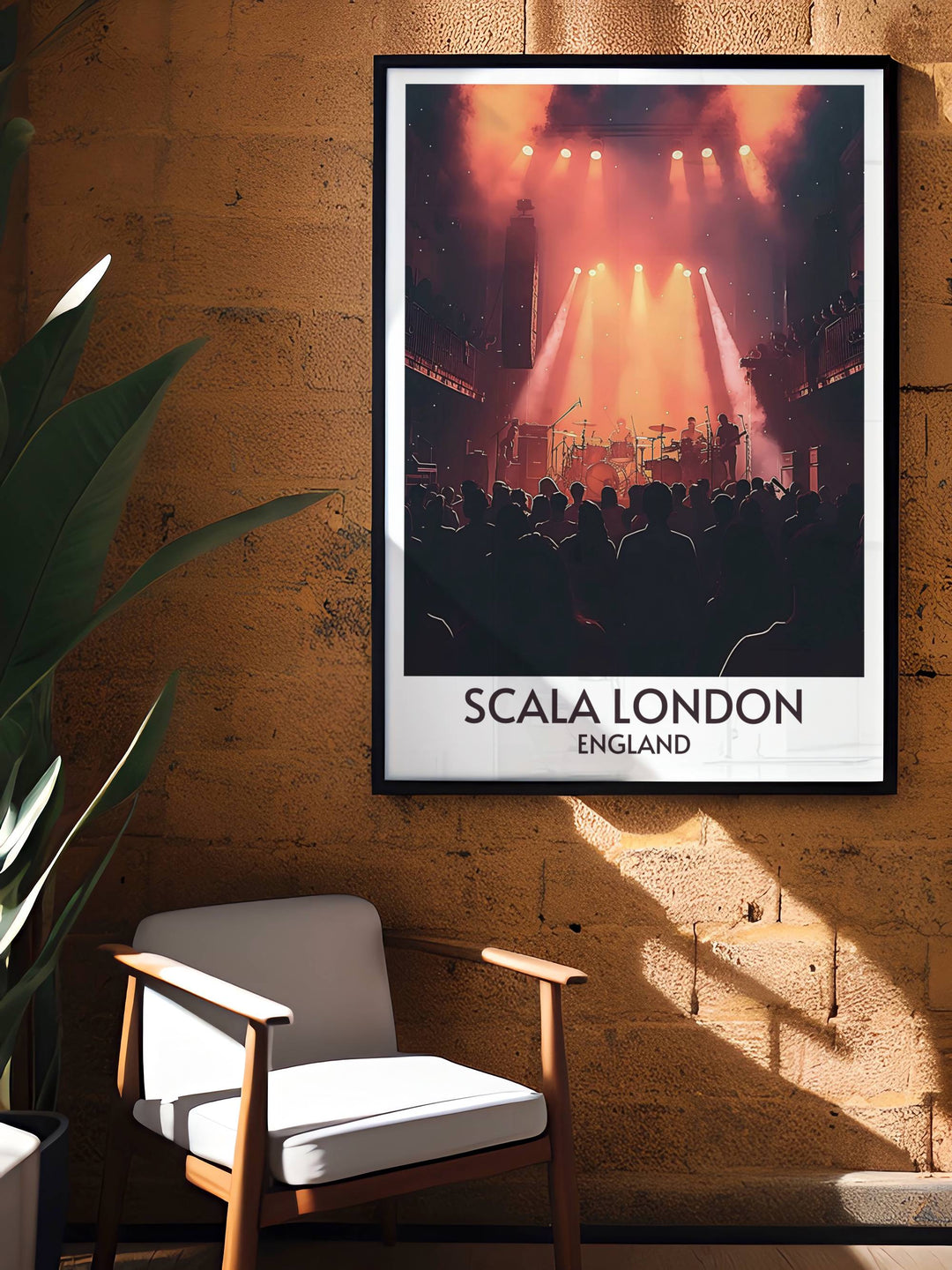 Stunning Scala London print capturing the architectural elegance of the music venue and the dynamic energy of stage performances ideal for those who love London architecture and music venue art a captivating piece for any room in your home