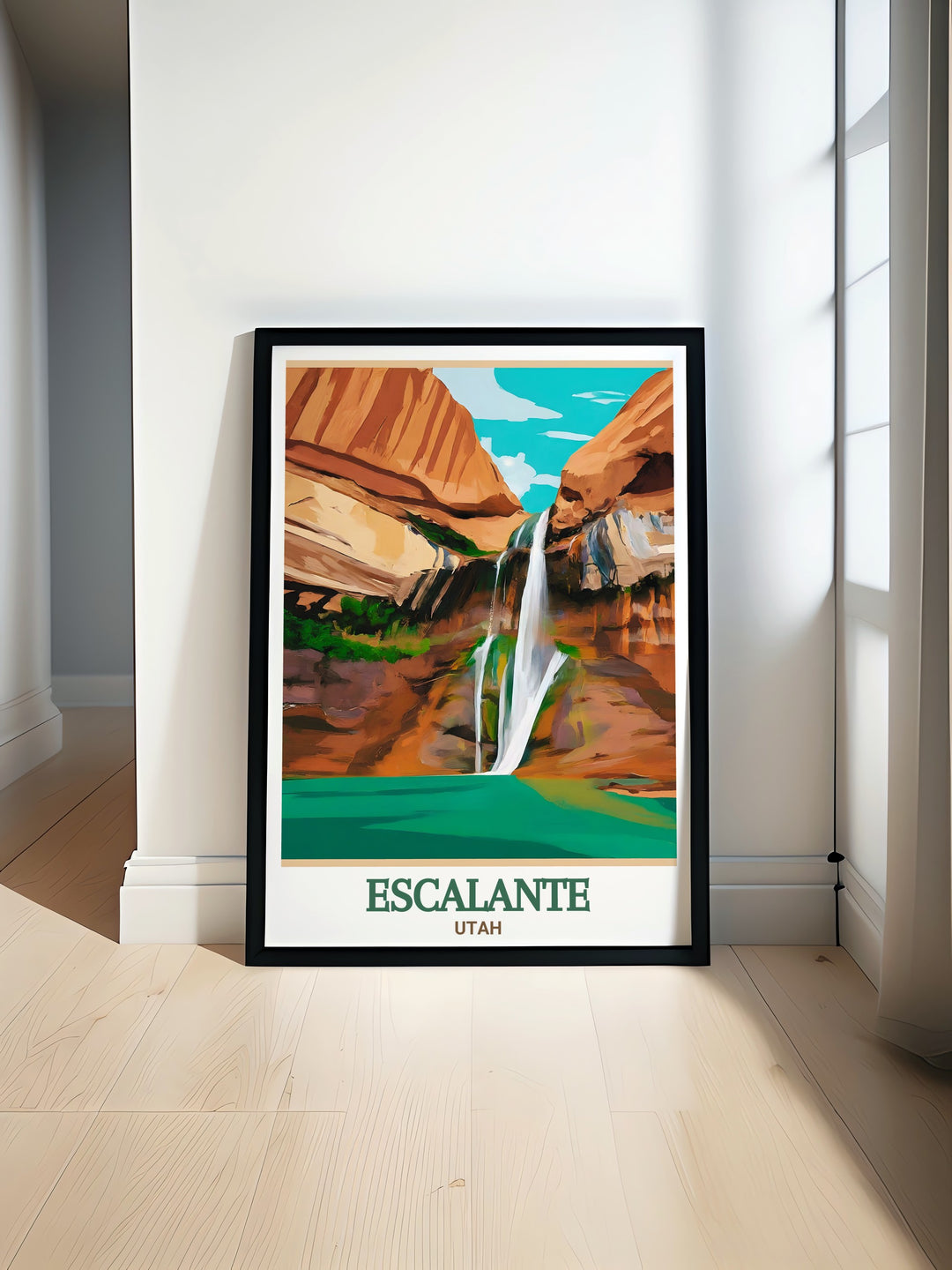 Beautiful Escalante art featuring Calf Creek Falls brings the breathtaking scenery of Utah into your home with vibrant colors and high quality prints perfect for living room decor and nature enthusiasts