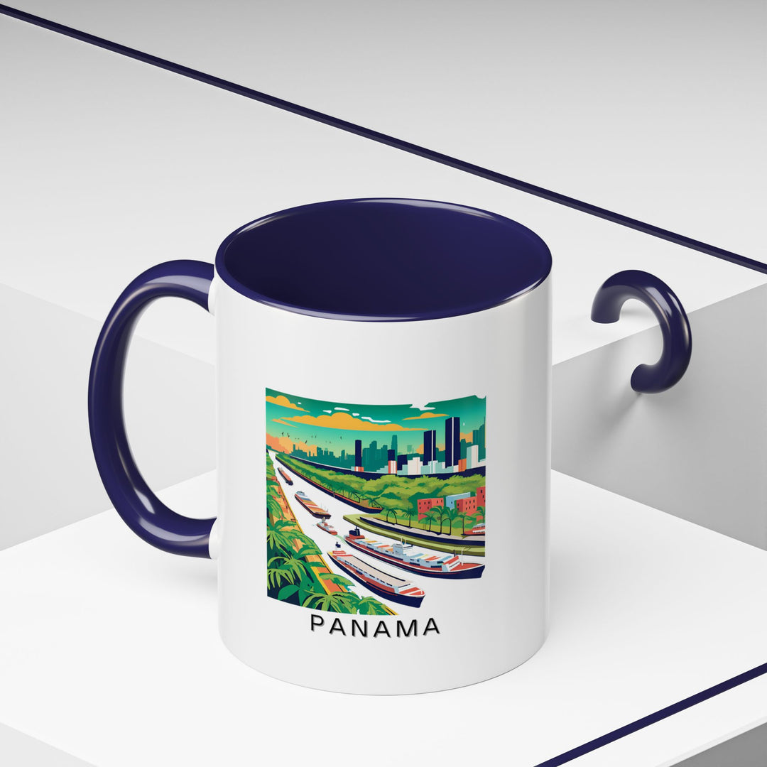 Enjoy your favorite beverages with this Panama mug, showcasing beautiful artwork of the Panama Canal and Panama’s vibrant landscapes. Durable and stylish, it’s the perfect mug for coffee and tea lovers. Dishwasher and microwave safe for convenience.