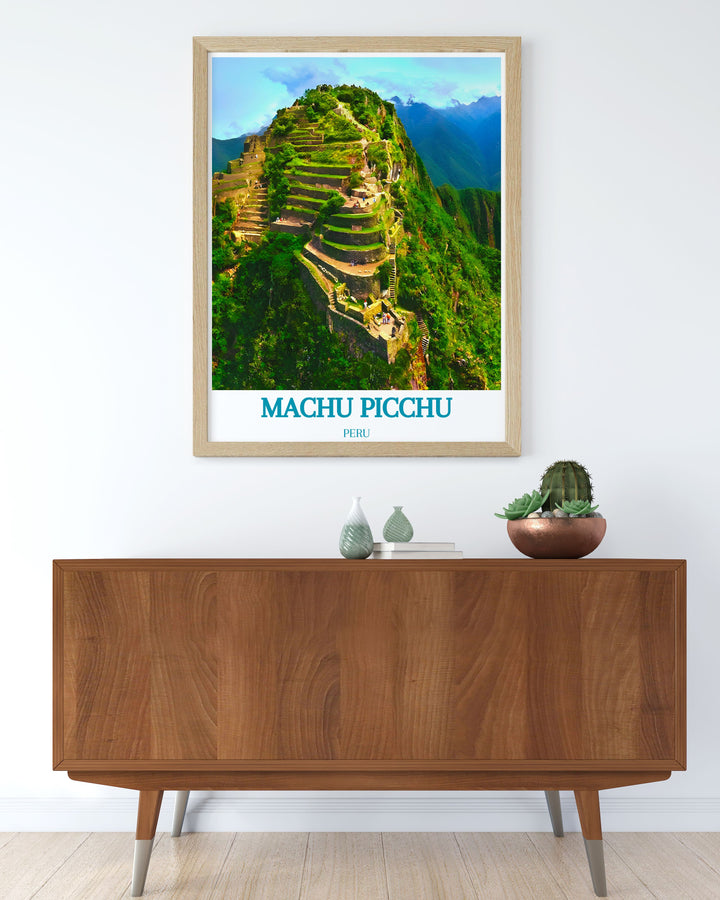 Discover the perfect wall decor with Huayna Picchu modern art and Machu Picchu print. These stunning travel posters are crafted to highlight the architectural details and natural beauty of Perus most famous landmark making them a timeless addition to any home. Perfect for personalizing your space with art that inspires adventure and captures the magic of Machu Picchu.