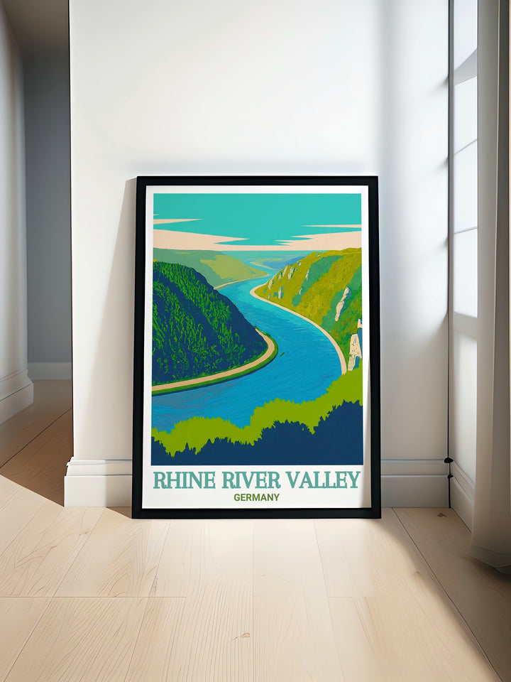 Rhine Gorge modern prints showcasing the stunning beauty of Germany perfect for elegant home decor and travel art gifts