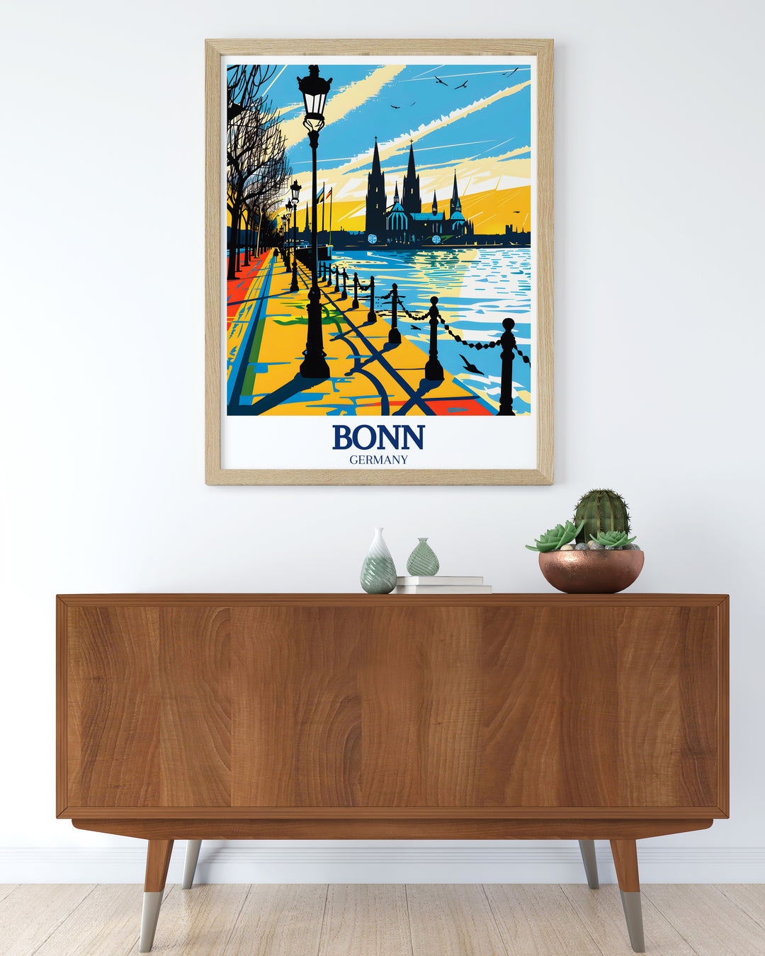 Celebrate the gothic splendor of the Münster Basilica in Bonn with this stunning art print. The detailed depiction of the cathedral is ideal for those who appreciate European history and architecture, making it a centerpiece in any room