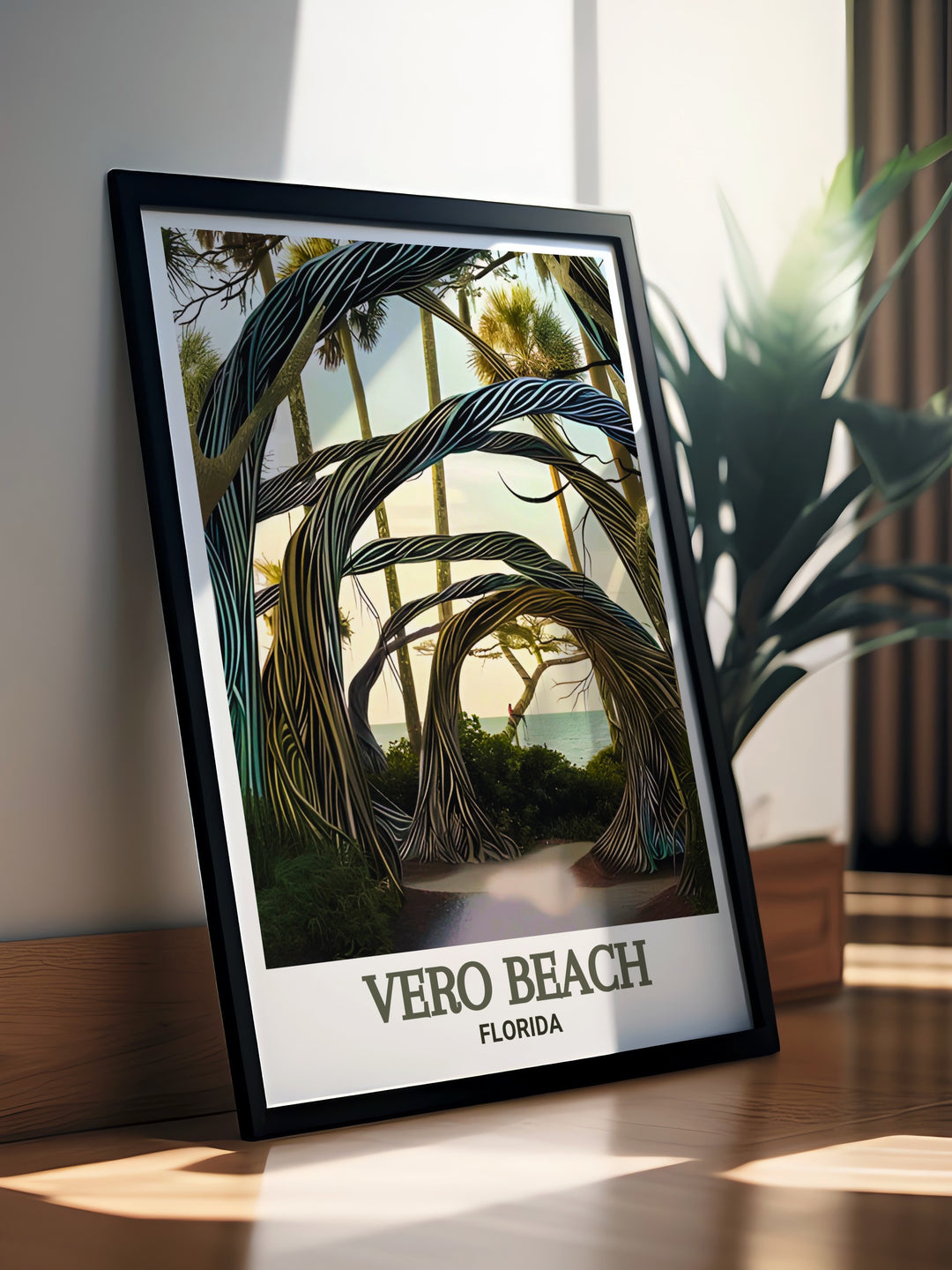 Vero Beach wall poster highlighting the beauty of Floridas Atlantic coast, with detailed illustrations of the sandy shores and clear waters. A perfect gift for beach enthusiasts and travelers who love Florida.