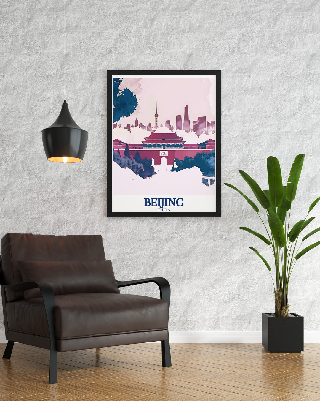 Beijing Travel Poster showcasing the rich cultural heritage and modern marvels of Beijing. This custom print captures the essence of Chinas capital, with a focus on its historical landmarks and contemporary skyline, making it a unique addition to any travel themed decor