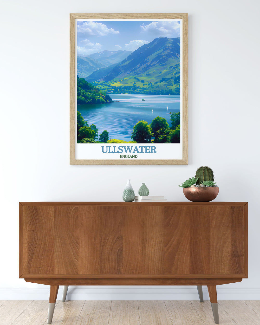 Retro travel poster of the Peak District and Keswick Cumbria including Ullswater Lake a timeless piece of art that brings the tranquility of the English countryside into your home ideal for framing and gifting