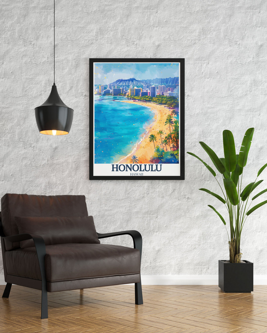 Gallery wall art of Diamond Head Crater, highlighting its rugged beauty and breathtaking views. This print features the craters stunning landscapes and panoramic vistas, offering a captivating depiction of Hawaiis natural wonders.