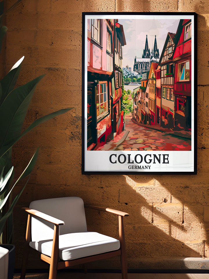 Old Town Altstadt and Cologne Cathedral stunning living room decor perfect for creating a sophisticated atmosphere in your home this art print pairs beautifully with Berlin travel art and Germany wall decor bringing the charm of Germany into your space